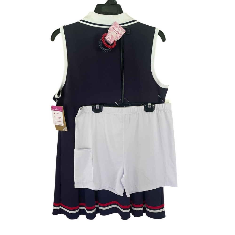 Tommy Bahama Active Womens Large Navy Blue Sleeveless Golf Tennis Polo Dress NWT - Picture 2 of 11